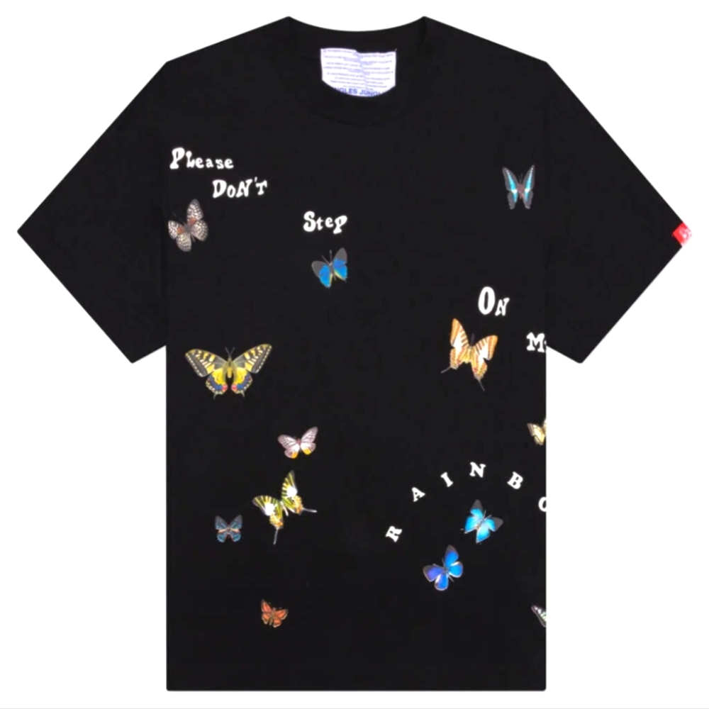 Jungles Jungles Men's Black graphic T-shirt Don't Step On My Rainbow, sz L